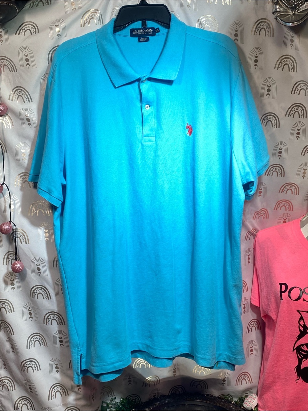 U.S. Polo Assn. Bright Turquoise Polo with Red Pony Embroidery